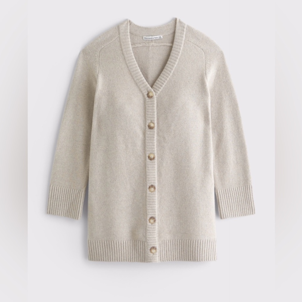 ABERCROMBIE & FITCH Beige Cardigan Sweater Mini Dress